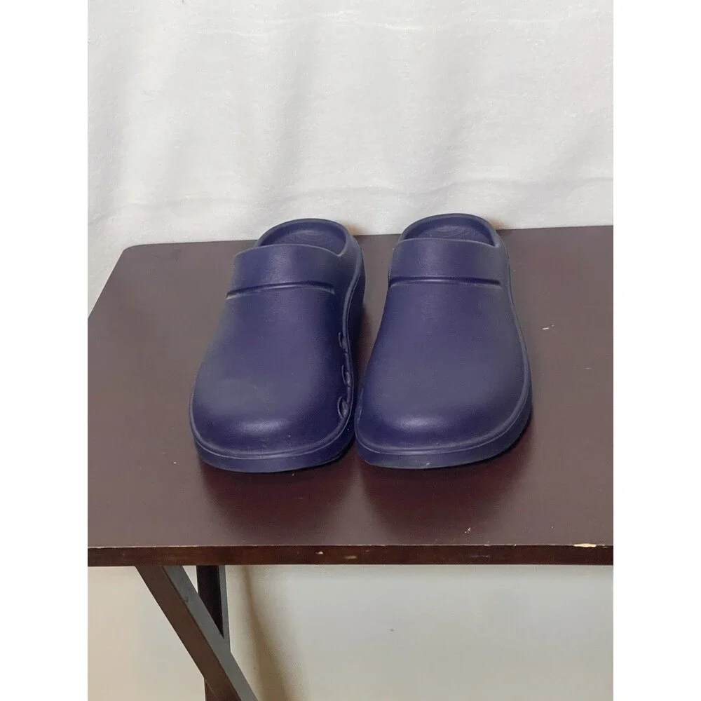 OOFOS Blue Slip-On Clog Sandals Rubber Upper Logo  US M6  W8 EU 39